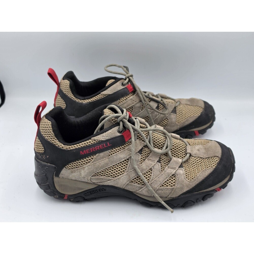 Merrell Alverstone Boulder Men’s Mid Hiking Shoes Tan Trail Waterproof Size 9.5